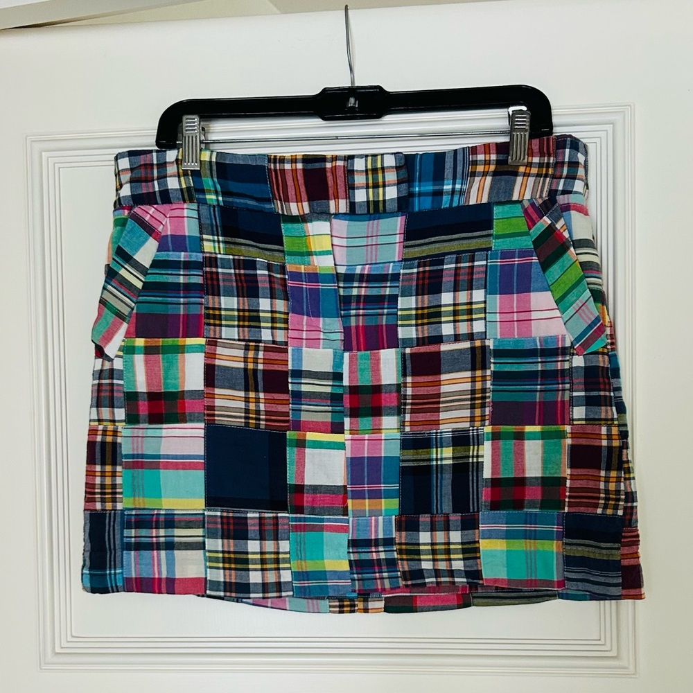 J. Crew Colorful Madras Mini Skirt, M